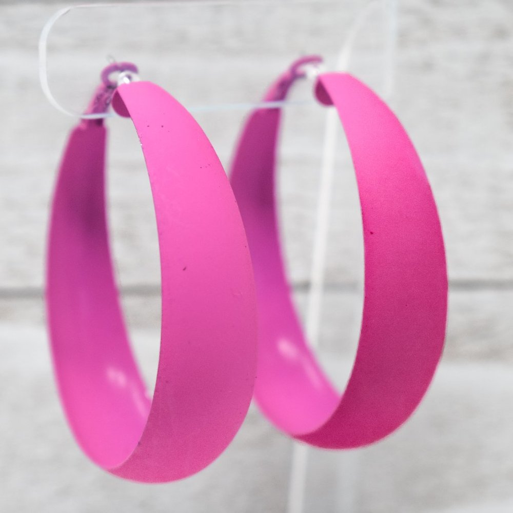 2" Violet Purple Matte Retro 80's Hoop Earrings